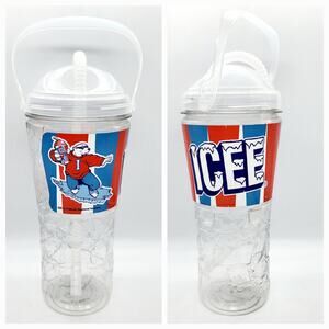 ICEE Polar Bear Mascot Reusable Transparent Cup with Lid Flex Straw Collectible
